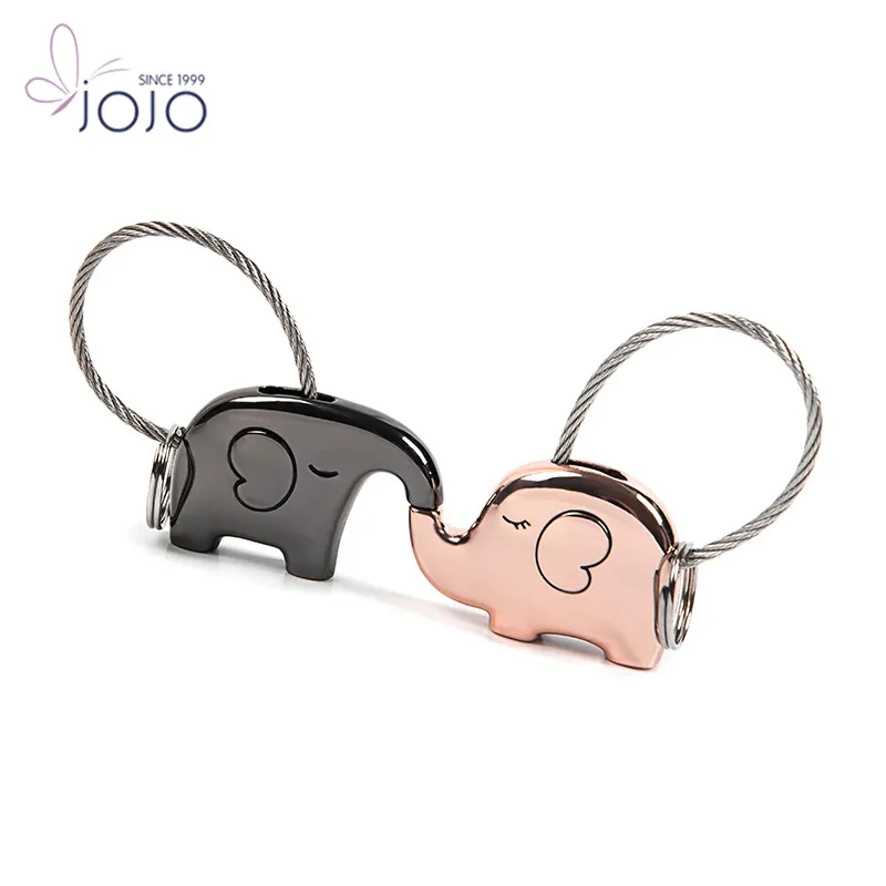 JOJO Amazon Choice Wholesale Custom Metal Magnetism Elephant Kiss Couple Keychain