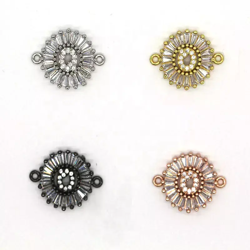 Wholesale jewelry micro pave zircon connector letter charms pendant for necklace bracelet making