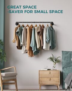 92 सेमी औद्योगिक रेट्रो धातु पाइप कपड़े बार रैक अलग दीवार-माउंटेड परिधान लटका रसोई बाथरूम अलमारी लिविंग रूम - Product Image 6