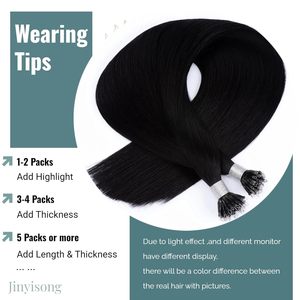 Extensiones de Cabello Nano Tip Doble Trama No Remy, Tejido Doble a Máquina, 14 Pulgadas, Anillas Nano, Liso, Negro Azabache, 50g, con Microperlas, Permanente - Product Image 6