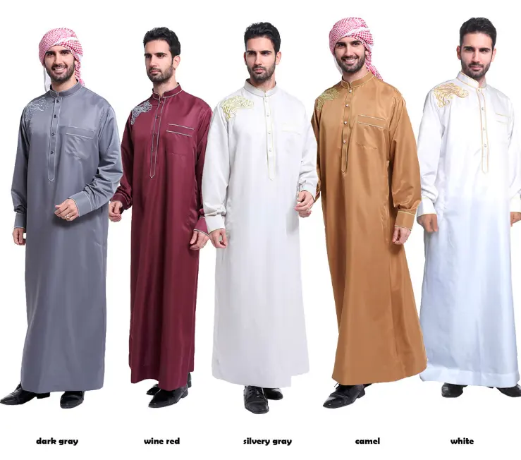 Robe musulmane pour hommes, vêtements arabes du moyen-orient, design personnalisé avec broderie