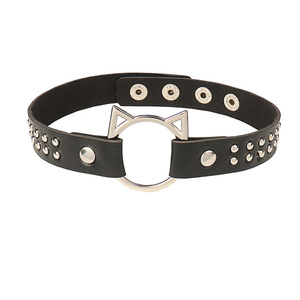 Punk nightclub girl <b>black</b> PU leather <b>heart</b>-shaped choker for women, collarbone necklace, leg ring decoration, role-playing - Product Image 2