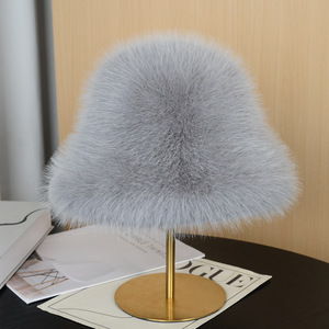<span class=keywords><strong>Chapeau</strong></span> Bob en Fausse Fourrure Monochrome pour Femme, Automne Hiver, en Peluche, Haut de Gamme, Amincissant le Visage, Chaud, Coupe-Vent, avec Protection des Oreilles - Product Image 3