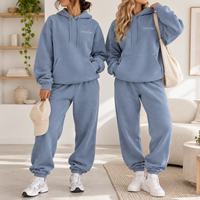 Ensemble de survêtement pour femme de haute qualité, personnalisé, décontracté, coupe longue et régulière, en molleton, 2 pièces, sweat-shirt et pantalon, écologique, 100% coton, hiver