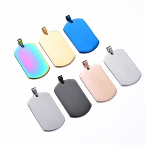 Pendentif rectangulaire vierge en acier inoxydable pour carte d'identité de chien, 7 couleurs, accessoires de bijoux gravables pour l'identification DIY, vente en gros - Product Image 1