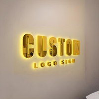 Lettres en relief 3D personnalisées rétroéclairées par LED, en acier inoxydable doré, enseigne lumineuse pour la réception d'entreprise, la devanture de magasin et l'image de marque du bureau