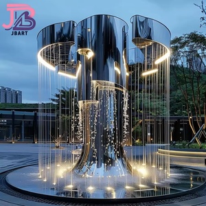 Rideau d'<span class=keywords><strong>eau</strong></span> en acier inoxydable avec grand miroir LED pour extérieur, décoration publique carrée d'hôtel, <span class=keywords><strong>fontaine</strong></span> d'<span class=keywords><strong>eau</strong></span> avec cascade - Product Image 2