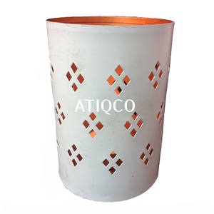 Portavelas de metal blanco Nuevo diseño Cobre Hierro Té Luz Votiva para la decoración del hogar | Titulares votivos grabados - Product Image 5