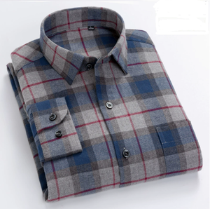 Camisas de Manga Larga de Alta Calidad para Hombre, Corte Entallado, Camisa de Vestir a Cuadros de Lujo 100% Algodón - Product Image 3