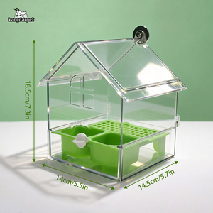 Kangdarpet Dispositif d'alimentation pour perroquets, Bassin de bain sur toit avec coussin en coton, Niche pour oiseaux, Conteneur transparent pour eau et nourriture - Product Image 4