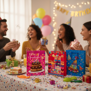 CASAMAX WL CW-3020 Borsa regalo in plastica con design colorato per compleanno - 18x8x23 cm - Product Image 3