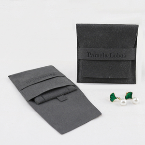 Custom logo Luxury Envelope Flap Velvet <b>Gift</b> Pouches Microfiber Suede Jewelry Packaging Bag With Insert Card ForJewelry Display - Product Image 5