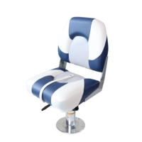 Siège de bateau pliable à dossier bas bleu et blanc, imperméable, pour bateau de pêche et yacht
