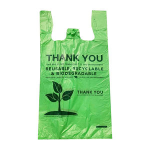 Sac de T-shirt compostable écologique avec les poignées fortes pour le supermarché d'épicerie et l'emballage alimentaire - Product Image 3
