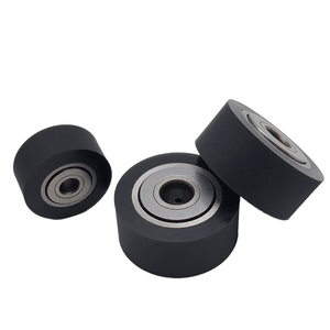 Roue en caoutchouc à double roulement recouverte de polyuréthane, résistante à l'usure et silencieuse, pour machine à ramer, roue de guidage de bande transporteuse - Product Image 4