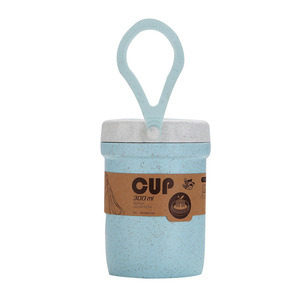 Campione gratuito portatile paglia di grano zuppa di plastica cereali <span class=keywords><strong>colazione</strong></span> tazza e cucchiaio Set con coperchio - Product Image 1
