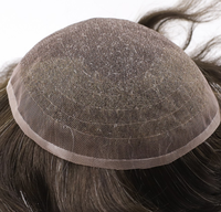 Prothèse capillaire pour hommes à nœuds blanchis, base en dentelle, aspect cuir chevelu naturel, en cheveux humains, système de remplacement capillaire, vente en gros