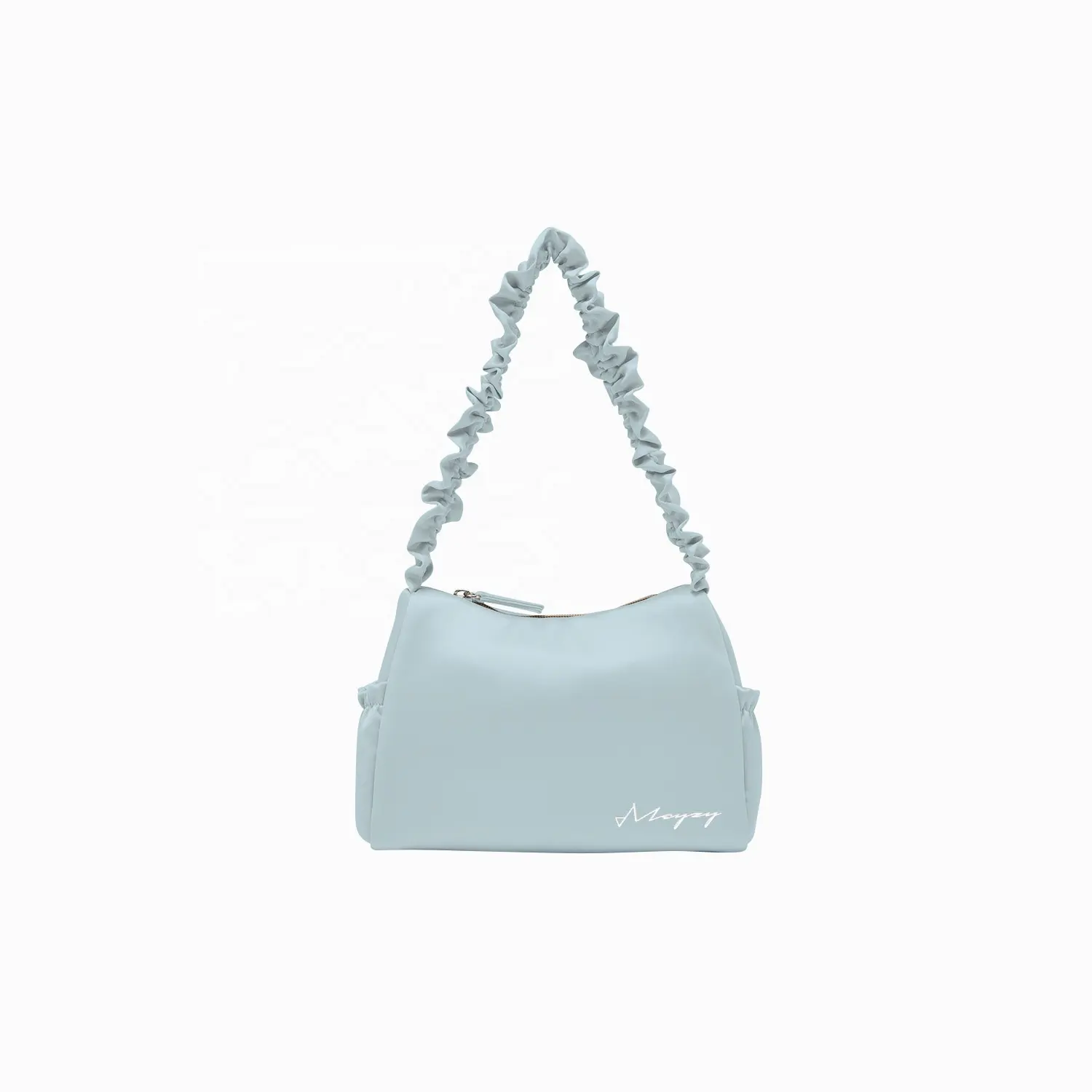 Bolso de mano de seda satinada con correa de borde con volantes de diseño personalizado para mujer bolsos de hombro de lujo para mujer