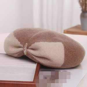 Hiver femmes mode dames femmes fille <span class=keywords><strong>français</strong></span> <span class=keywords><strong>jacquard</strong></span> nœud papillon béret chapeau peintre artiste casquette laine feutre chapeaux - Product Image 3