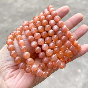 Pulsera de Piedra Redonda de Piedra Solar Naranja 7A, Piedra Lunar Melocotón, Promueve la Vitalidad, la Positividad y la Creatividad, Pulsera de Piedras Preciosas para Mujer - Product Image 1