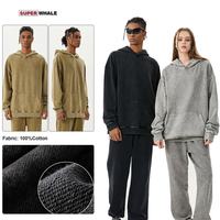 Haute qualité 420 grammes coton lourd sweat à capuche surdimensionné personnalisé bouffée impression hommes pull Vintage à capuche pantalons de survêtement ensembles