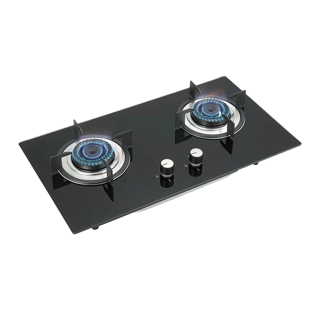 Hot Sale BAIDIAN Double Burner Gas Electronic Ignition Glass Surface Built-In Installation Home Cooktop Household Use 1 Year