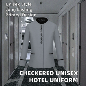 Uniforme de personnel d'entretien hôtelier VESBHUSHA en polyester/coton, manches longues, coupe classique, unisexe, avec broderie au col - Product Image 2
