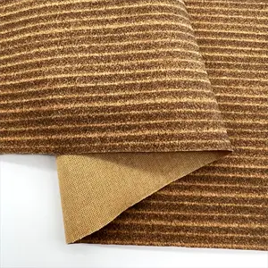 Factory Wholesale Vintage Coffee Stripes 0.4mm Natural Cork Leather For Cork Tote Handbags Shoes Belts Tiles Cups Planters