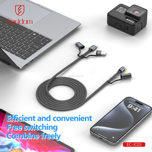 สายดาต้าอเนกประสงค์ Earldom 6-in-1 เหมาะสำหรับ iPhone Samsung พร้อมไฟ LED แสดงสถานะการเชื่อมต่อ ถ่ายโอนข้อมูลเร็ว สายถักไนลอน ยาว 1.2 เมตร - Product Image 2