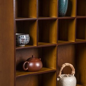 <b>Teacup</b> holder, tea set storage rack, bamboo antique shelf, small teapot, solid wood display grid shelf, storage rack - Product Image 2