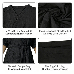 Robe de coiffure imperméable en polyester avec logo personnalisé pour salon de beauté et spa, avec poches, kimono pour client, robe de spa, blouse - Product Image 2