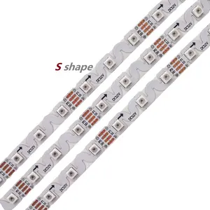 S形12V SMD3838可寻址RGB集成电路全彩柔性发光二极管条形灯60 72 84 LEDs/m 6 7毫米印刷电路板宽度，用于DIY霓虹灯