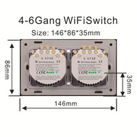 Summao UK/US 4 5 6 Gang Tuya App Interrupteur intelligent avec Alexa Google Verre blanc/noir Contrôle mobile Interrupteur mural WiFi