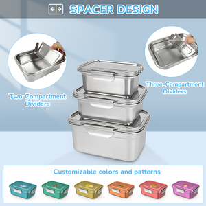صندوق بينطو من الفولاذ المقاوم للصدأ مقاوم للتسرب مع مقسم قابل للإزالة حاوية طعام آمنة للميكروويف للسفر المكتبي للبالغين - Product Image 5