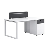 Poste de travail quatre personnes, bureau individuel, cloison PVC blanc luxe léger, modèle finance deux personnes, câble mobile