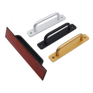 Manija de Puerta Corredera de Aleación de Aluminio, Autoadhesiva, Sin Perforaciones, Moderna, para Cocina y Dormitorio, con Barandal de Madera - Product Image 1