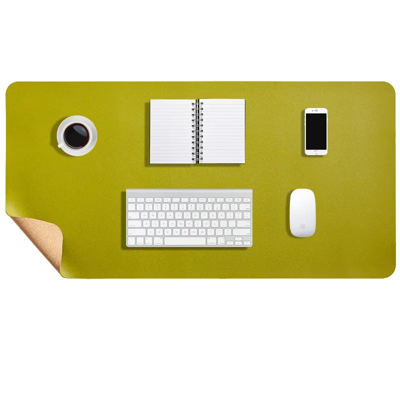 Almofada de mesa de madeira personalizada, almofada redonda de escrita de couro + tapete de mesa de cortiça xxl com minimaliast desktop peptector