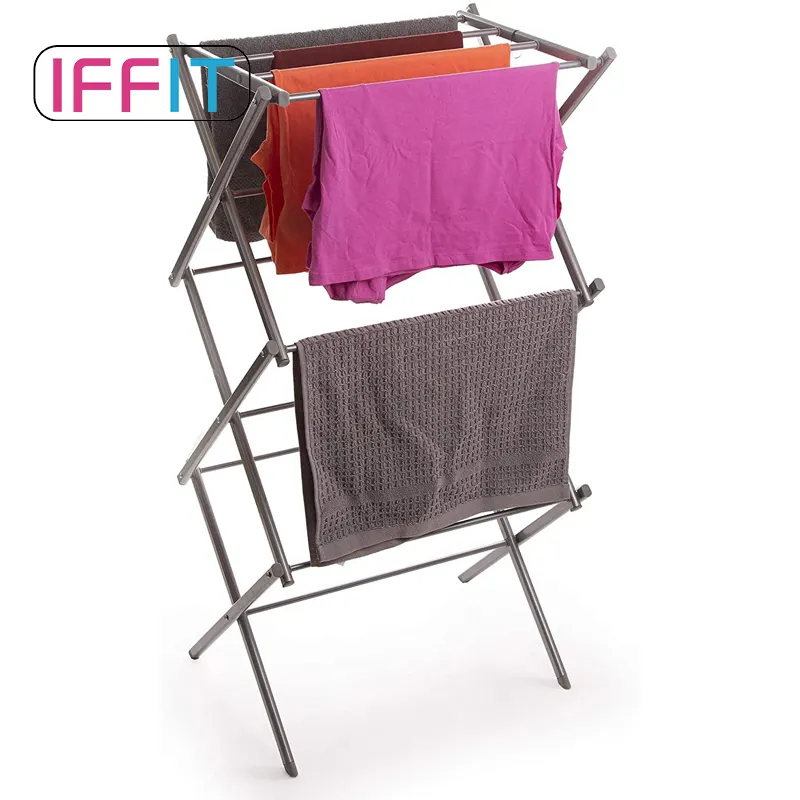 Expandable Stainless Steel 3-Tier Foldable Retractable Clothes Drying Rack Dry Towel Rail Cloth Rack Stand Indoor Outdoor