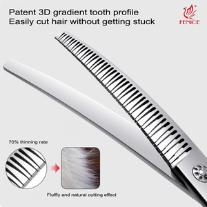 Tijeras de Peluquería <span class=keywords><strong>Canina</strong></span> Curvas de Alta Calidad Fenice con Dientes en Degradado 3D, Tijeras de Belleza para Peluqueros Caninos Zurdos - Product Image 2