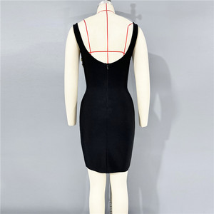 Femmes élégant été solide motif robe de soirée dentelle décorée plissée Technique durable lavable tenue de fête pour Club - Product Image 3