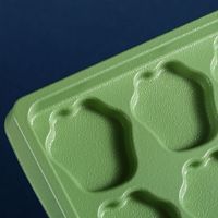 X079 Gâteau aux haricots verts et pâtisserie Qingtuan en forme de patte de chat de dessin animé, qualité alimentaire, boîte blister de 6 pièces sur fond vert