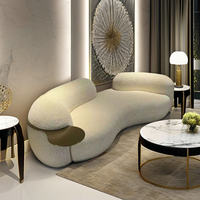 Ensemble de canapés Chesterfield en velours de luxe moderne, design incurvé, sectionnel, pour salon, hall d'hôtel, villa - Rembourrage en éponge