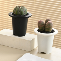 Pot de fleurs en plastique multi-spécifications, surélevé et épaissi, noir et blanc, pour plantes succulentes et vertes, vente en gros