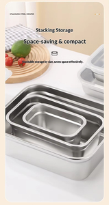 Boîte à lunch personnalisée avec logo, en acier inoxydable 201, 1/3 bac alimentaire, boîte de conservation scellée, conteneur alimentaire <span class=keywords><strong>Bento</strong></span> avec couvercle pour enfants - Product Image 2