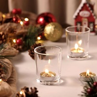 Photophore cylindrique en verre transparent à base épaisse pour bougies chauffe-plat et bougies pilier, idéal pour la décoration de tables de mariage et de dîner, vente en gros