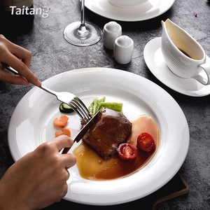 Taitang Cixuan blanco Placa <span class=keywords><strong>de</strong></span> <span class=keywords><strong>gres</strong></span> porcelánico ensalada taza <span class=keywords><strong>de</strong></span> café y platillo conjunto <span class=keywords><strong>de</strong></span> cerámica <span class=keywords><strong>de</strong></span> <span class=keywords><strong>gres</strong></span> vajilla - Product Image 3