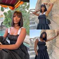 Wig Bob grosir dengan poni murah rambut manusia Brasil mentah wig Bob pendek rambut manusia tanpa lem wig depan renda UNTUK WANITA HITAM