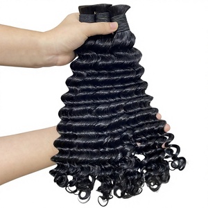 Cross-border Full Real Human Hair Deep Wave Non-Lace Wig Lady Bulk Hair Bundle