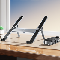 Support pour ordinateur portable pliable avec base rotative, rehausseur pour ordinateur portable, support en métal pour bureau, travail collaboratif, entièrement pour un rangement facile
