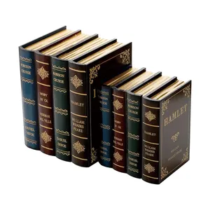 2-er Pack dekorative Buchboxen Großhandel hölzerne Fälschung antike Bücher Dekorationen Vintage-Buch-Aufbewahrungsbox